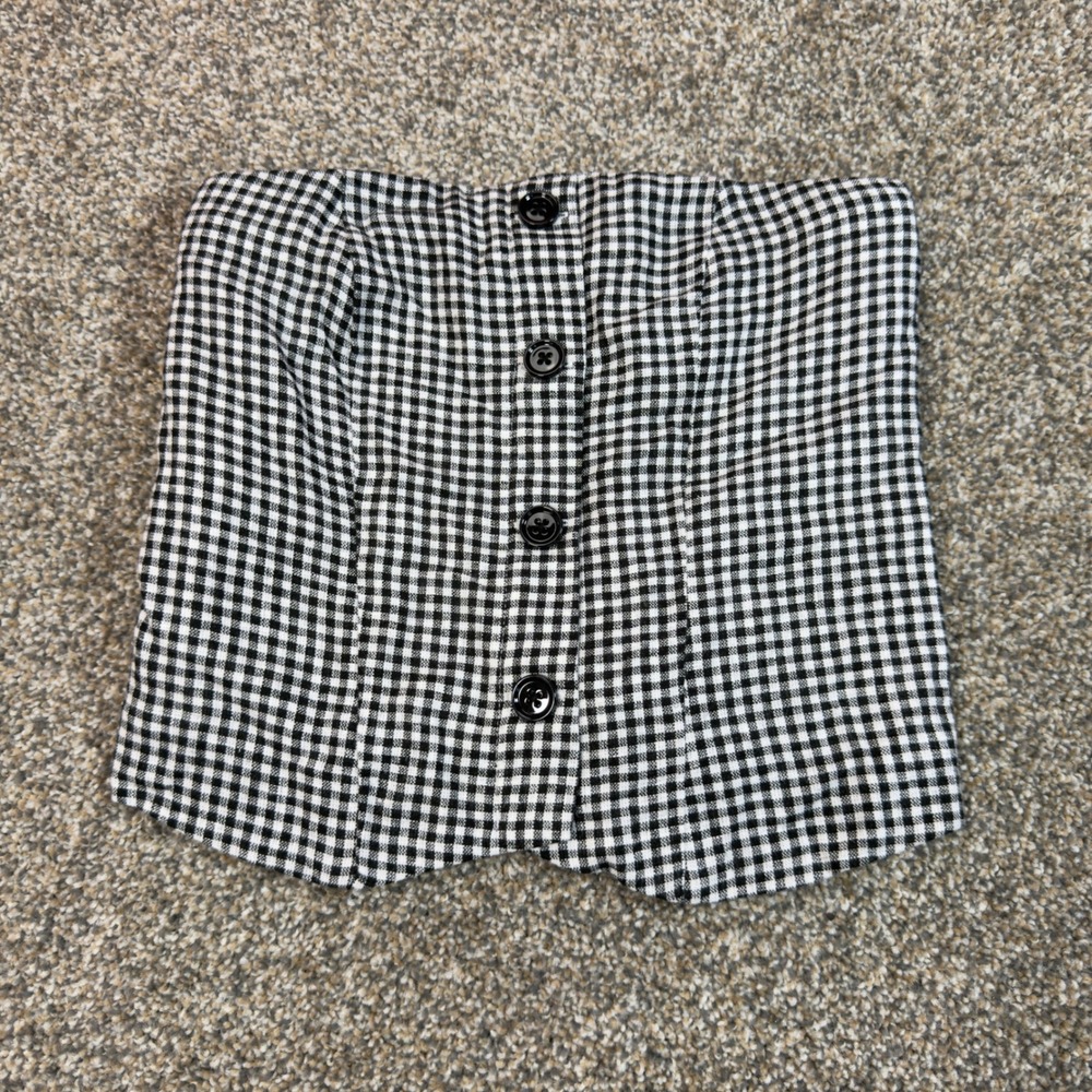 Abercrombie & Fitch Gingham Strapless Tube Top Black White XXS NWT‎ Cottagecore